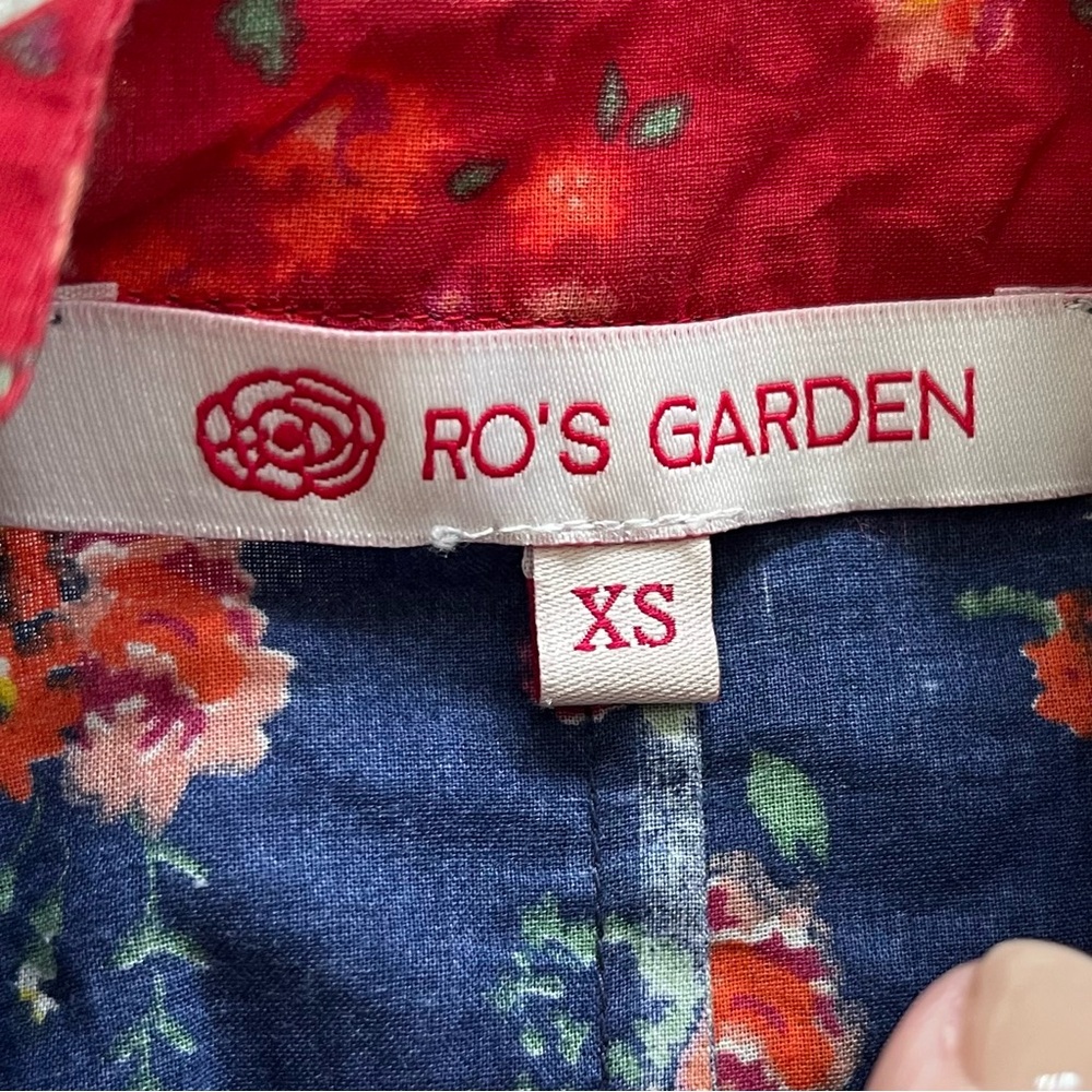 RO’S GARDEN Tatiana Blue Chanderi Blouse Size XS Cottagecore Prairie Dainty - Picture 3 of 7